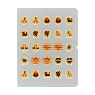 Čokoládová dekorace Halloween kolečka průměr 2 cm, 25 ks